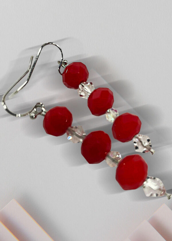 aretes-en-cristal-rojo-blanco-y-plata Aretes en piedra en cristal rojo, y dorado, baño de oro