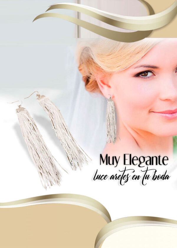 Aretes en hilo blanco y plata