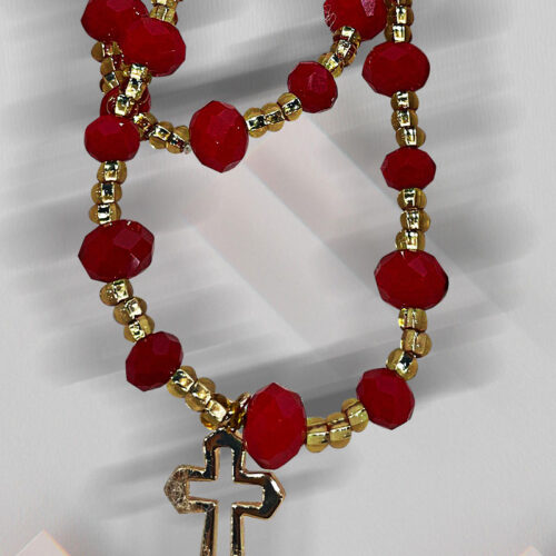 collar-en-piedra-roja-en-cristal-y-dije-en-dorado Collar en piedra roja, cristal y dije en dorado