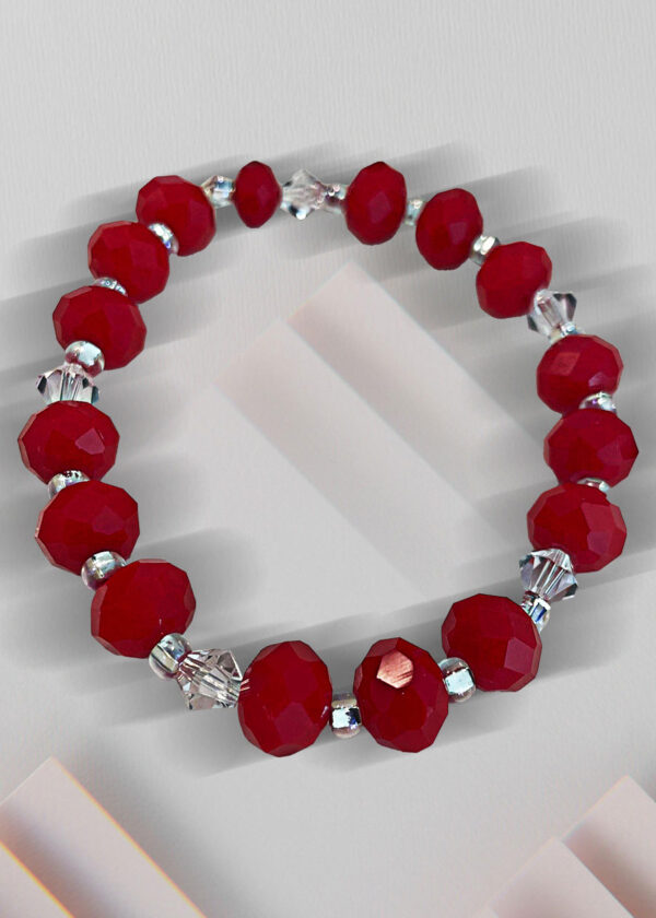 Pulsera elástica en piedra, en cristal roja