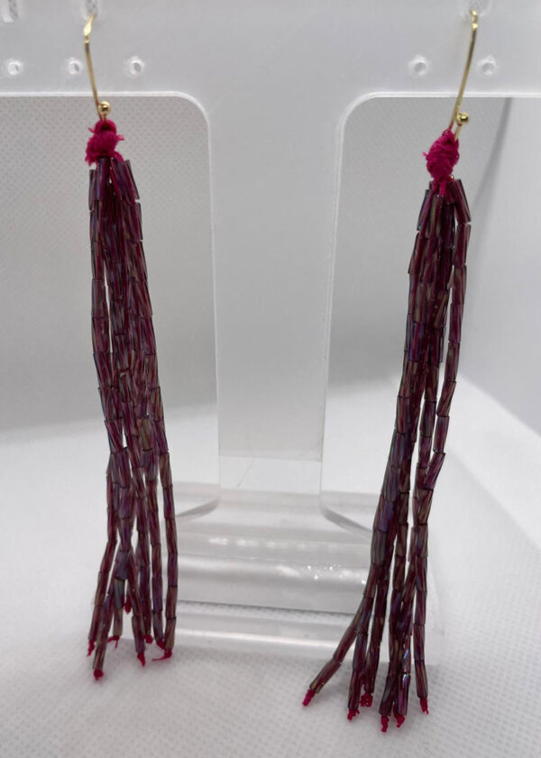 Aretes en canutillo, rosados y baño de oro