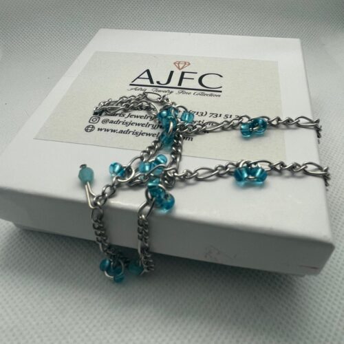 Pulsera en acero inoxidable con anillo en piedra azul